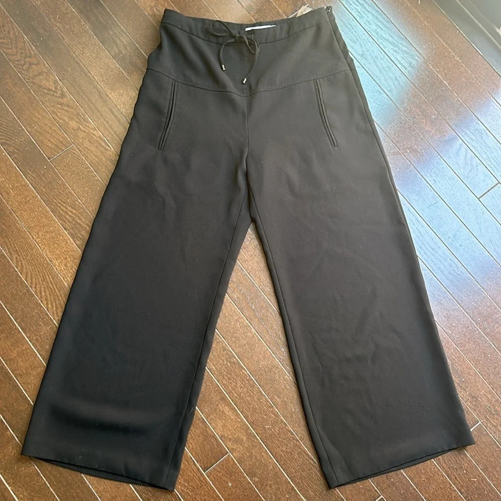 T Alexander Wang black drawstring wide leg trouser. Sz 4